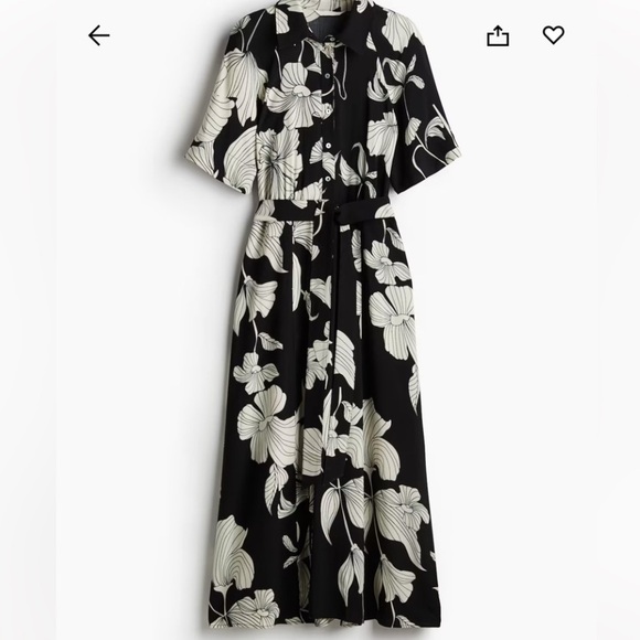 H&M Floral Black and White tie belt dress - Picture 2 of 13